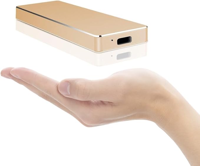 2TB External Hard Drive Portable Solid State Drive Portable External Hard Drive USB3.1 for PC Mac DesktopChromebook(2TB Gold)