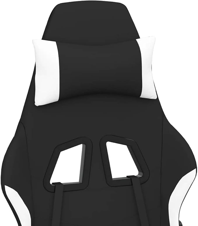 Ergonomic Gaming Chair with Memory Foam Cushion and Adjustable Armrests Black and White Polyester Standard Swivel for Home Office and PC Setup
