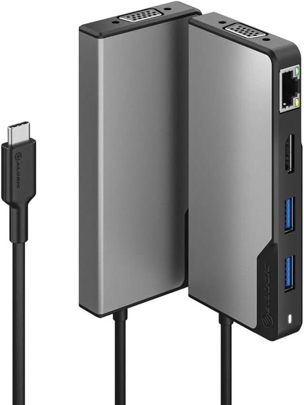 ALOGIC USB-C Fusion MAX 6-in-1 Hub V2-2 x USB-A (5G) 1 x USB-C (5G &amp 100W PD) HDMI (4K@60Hz) VGA and RJ45 Gigabit Ethernet