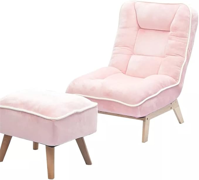 Office Chair Gaming Chair Computer Chair Folding Lazy Sofa with Stool Footrest Recliner Adjustable Backrest Lounge Chair Floor Padded Couch Chair