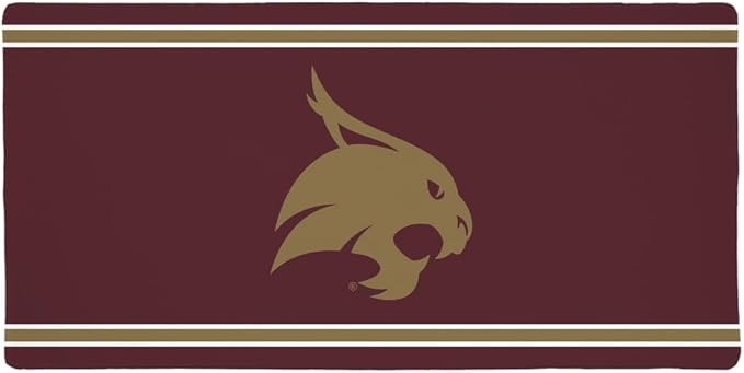 Texas State University Bobcats Primary Logo Stripes Large Gaming Mouse Pad Desk Mat with Stitched Edges Non-Slip Base for Gamer Home and Office 31.5 x 15.7