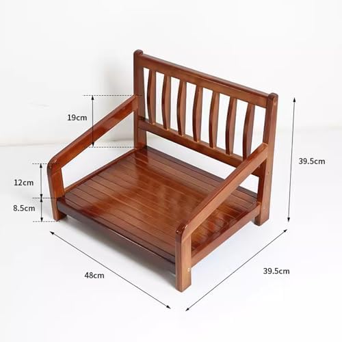 BTZHY Floor Chair Portable Floor Chair with Backrest Japanese Style Wooden Lazy Floor Chair with Armrests Legless Tatami Chair for Bay Window Living Room Bedroom