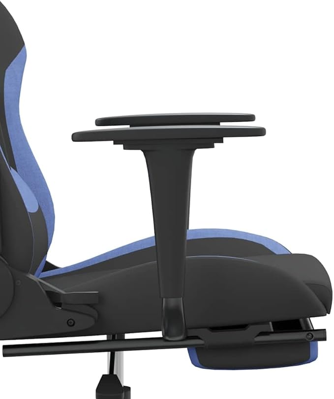 vidaXL Gaming Chair Massage Gaming Chair with Footrest Adjustable Swivel Recliner Computer Chair for Office Modern Style Black and Blue Fabric
