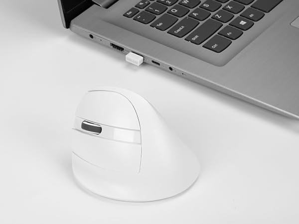 DELUX Left Handed Ergonomic Mouse Mini Wireless Vertical Mouse Silent Click Ergonomic Mouse Up to 4000 DPI 6 Buttons Rechargeable Bluetooth/2.4G/ Wired Tri-Mode for Laptop/PC (M618ZD-White)