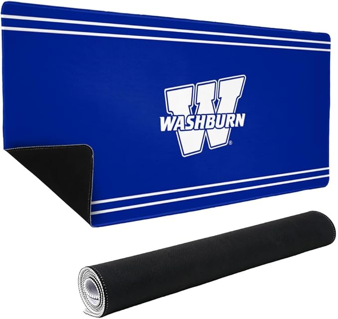 Washburn University Primary Logo Stripes Large Gaming Mouse Pad Desk Mat with Stitched Edges Non-Slip Base for Gamer Home and Office 31.5 x 15.7