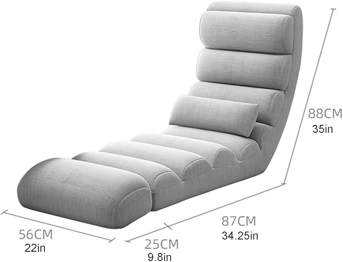 Floor Chair 13 Gear Adjustable Back Support Folding Sofa Bed Ergonomic Large Support Lounger Easy for Storage Comfortable Padded Gaming Chair(Green-A)