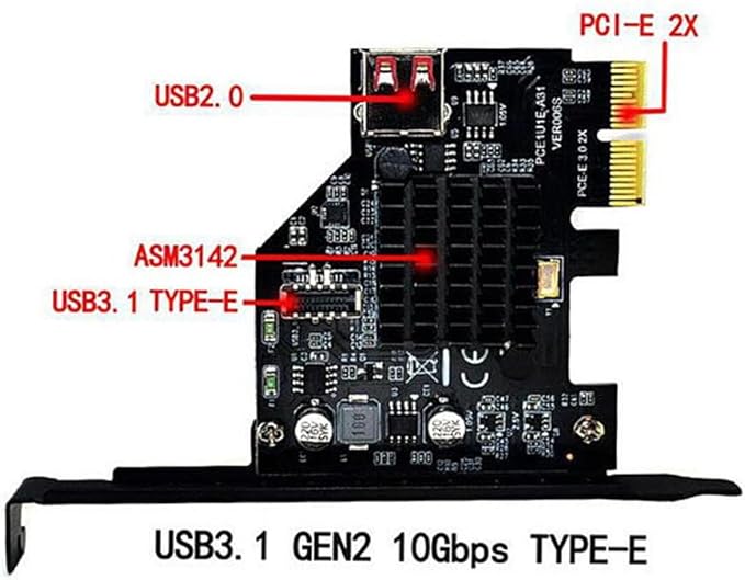 NFHK USB 3.1 Front Panel Socket USB 2.0 to PCI-E Express Card Adapter for Motherboard