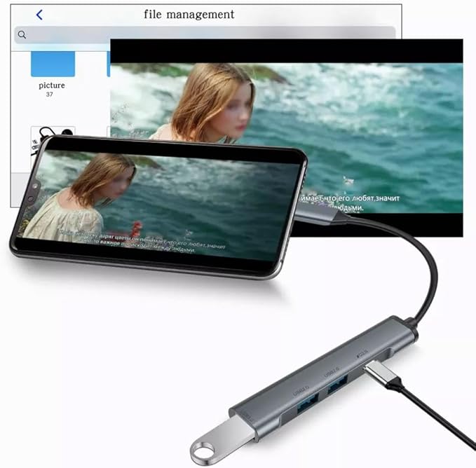 USB C Adapter 4-in-1 Hub PD Type-C Charger Port USB Splitter Compatible with Samsung Galaxy Tab A7 10.4 (20202022)/A8 10.5 (2021)