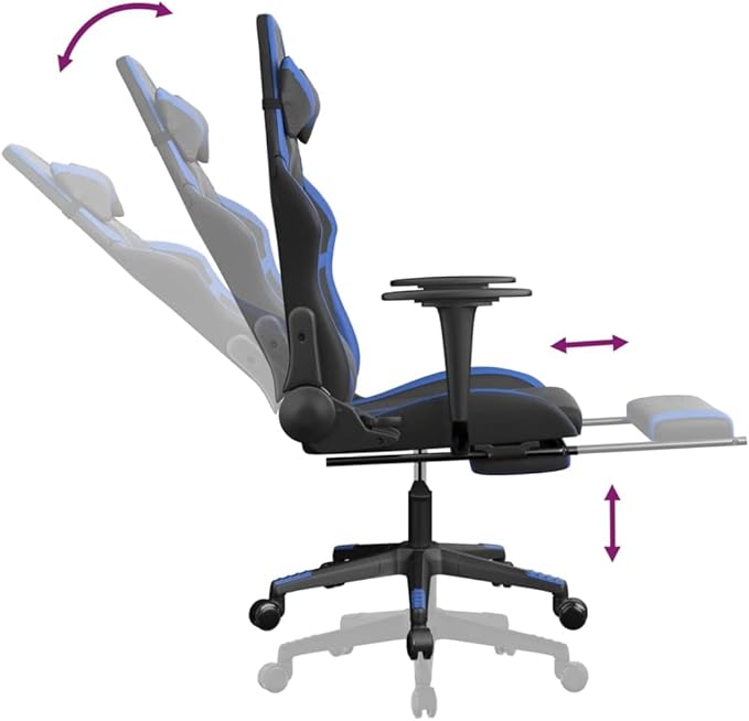 Faux Leather Gaming Chair with FootrestComputer Game ChairOffice ChairErgonomic Desk Chair PC Gaming Chair for Adults Teens(Black&ampBlue) -AA