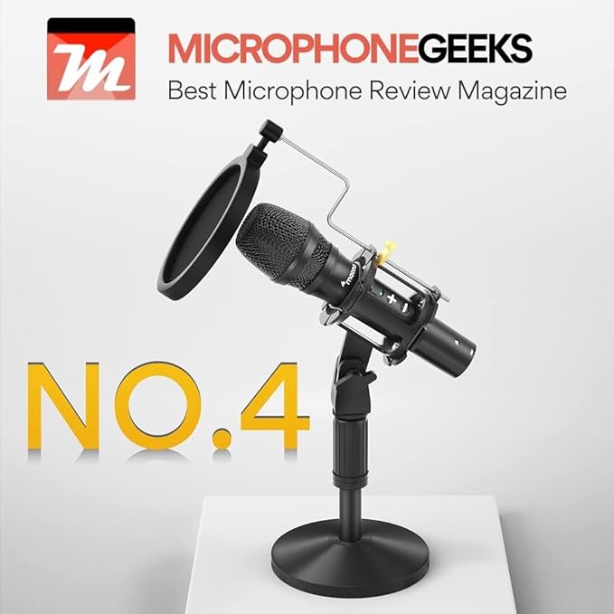 MAONO USB/XLR Podcast Dynamic Microphone Studio Mic Kit with Volume Control Shock Mount Pop Filter Ideal for Vocal Instruments Recording Voice Over Live Streaming (HD300T)
