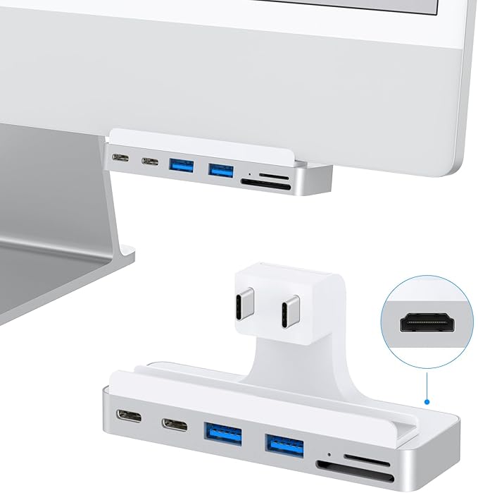 USB C Hub for iMac 24 inch (M1/M3/M4) iMac USB Adapter Multiports with 4K HDMI Type-C 10Gbps SD/TF Card Reader