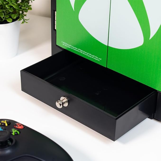 Numskull Official Xbox Gaming Accessory Locker &amp Storage Stand – Holds 10 Games/DVDs 4 Controllers Headset and Accessories – Durable &amp Compact Organizer – Official Xbox Merchandise