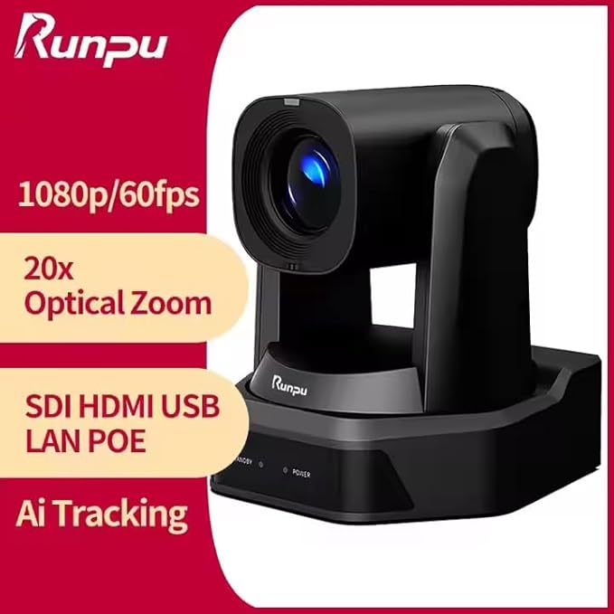 AI Auto Tracking PTZ Camera20X Optical+16X Digital Zoom IP Live Streaming Camera FHD 1080P 60FPS PoE LAN USB3.0 PoE HDMI Outputs for Church Services Worship Corporate EducationRP-HD66A-20