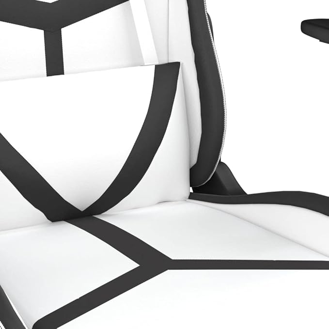 Massage Gaming Chair with Footrest White&ampBlack Faux LeatherMassage Office Chair Ergonomic Desk Chair Rolling Swivel Adjustable PC Computer Chair for Women Adults Girls(Style B)