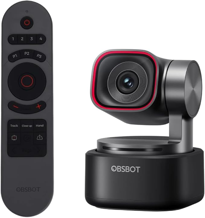 OBSBOT Tiny 3 AI-Powered Spatial Audio 4K Webcam Bundle with Remote AI Tracking PTZ Camera with 1/1.28 Sensor Tri-Mic Voice &amp Gesture Control 120FPS HDR Web Cam for PC Laptop Streaming e