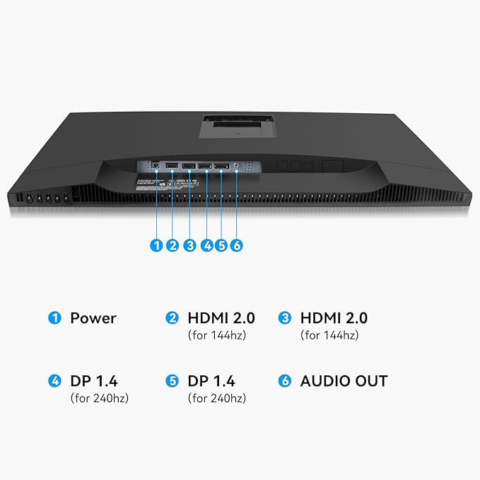 27 Inch 2K 240Hz QHD 2560x1440P Gaming Monitor 1ms 400cd/m² 100% sRGB PC Screen AMD FreeSync Premium Pro Compatible 2X DispalyPort 1.4 &amp HDMI 2.0 Dual Built-in Speakers VESA Supports Black