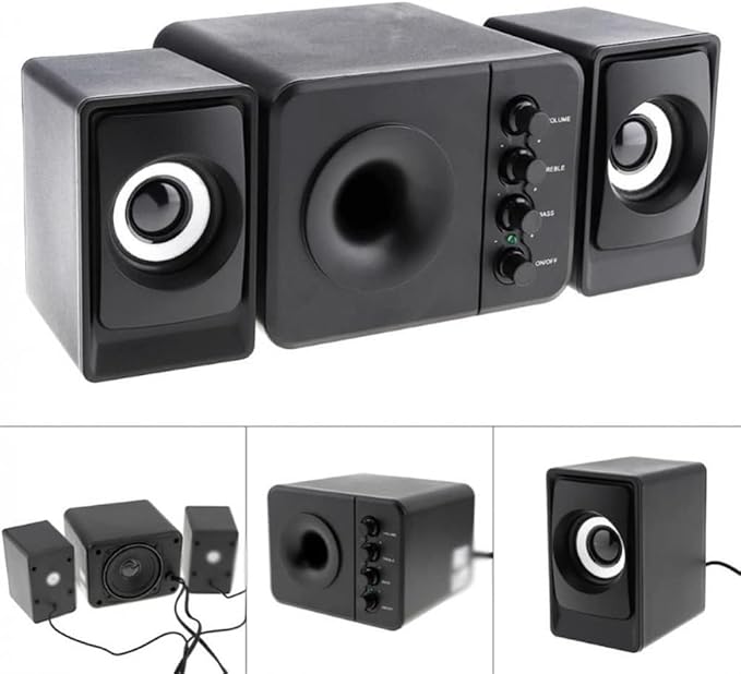 Computer Speakers for Desktop Home Theater System PC Super Bass Subwoofer Wired Computer Speaker Music Boombox Desktop Laptop TV Subwoofe(C)
