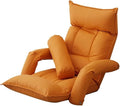 ELEFOCUS Adjustable Floor Chair Sofa Bed - Foldable Lazy Sofa with Pillow Armrests Perfect for Gaming Home Office Seating(Orange)
