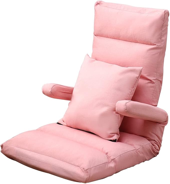 YCKEGEW Lounge Chair for Bedroom with Pillow Gaming Chair for KidsSingle Sofa Bed Arm Chair42 Positions AdjustableFloor Couch ReclinerMeditation Chair Padded Sleeper Bed (Color : Pink)