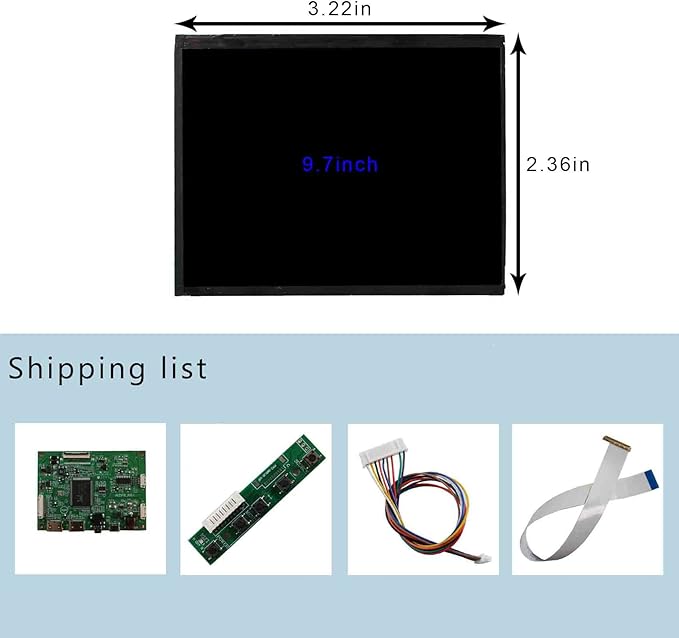 VSDISPLAY 9.7'' LCD Screen 2048x1536 2K IPS Display Panel LP097QX1/LTL097QL01/HQ097QX1 Works with Driver Board VS-RTD2556HM-V1for Gaming Cabinet Monitor