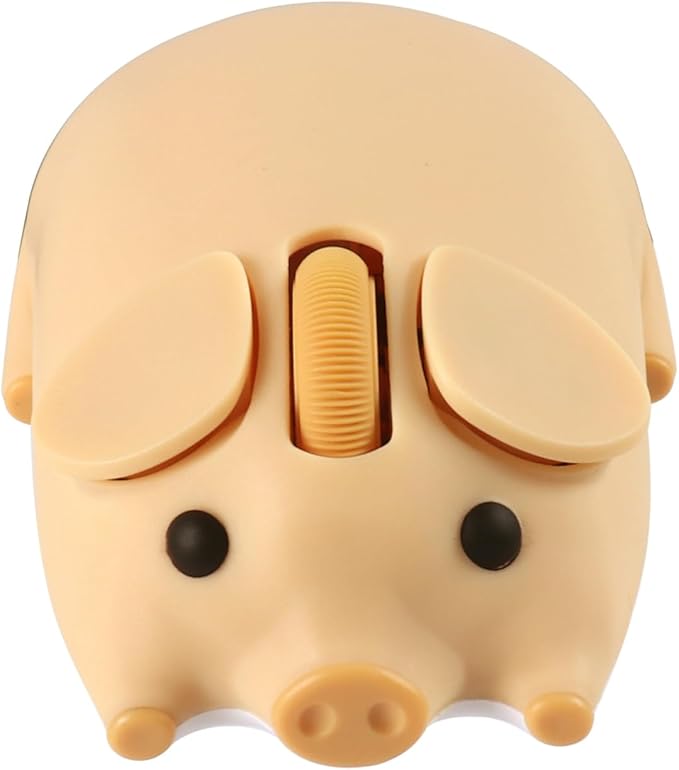 Cute Bluetooth Wireless Mouse with 2.4GHz USB Receiver Cartoon Pig Dual Mode Computer Mouse Silent Clicks Optical Mice for Laptops Mac iPad PC Chromebook Office Students Home Gift(Yellow)
