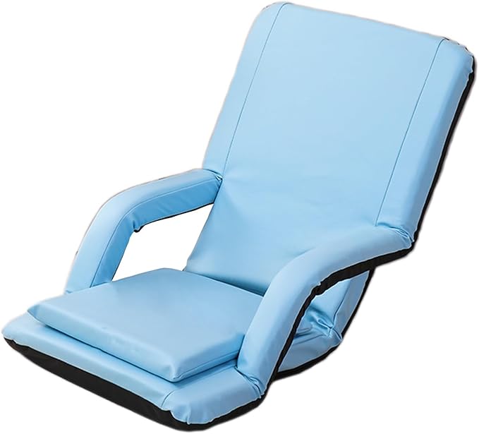 Adjustable Floor Chair Chaise Lounge Indoor Folding Lazy Sofa with Armrests Adults Gaming Chairs for Living Room Bedroom(Blue)