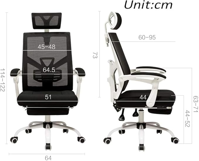 Swivel Office Chair Computer Chair Office Chair Backrest Gaming Chair The Company Chairs Reclining Ergonomic Chair with A Footrest White/Black Task Chair