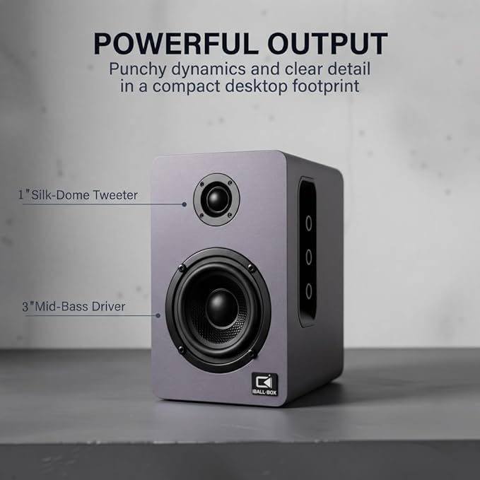 60W Desk Speakers for PC Bluetooth 5.3 DSP 24-Bit Optical USB-C/AUX Silk-Dome Tweeter Carbon-Fiber Driver for Laptop/Mac/Monitor (Slate Blue)