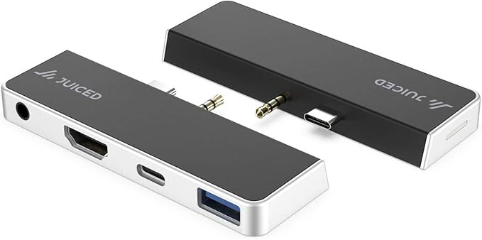 Juiced Systems QuickHUB - Surface Go Adapter - 2X USB 3.0 | 4K HDMI | USB-C | AUX - Designed for Surface GO | Surface GO 2