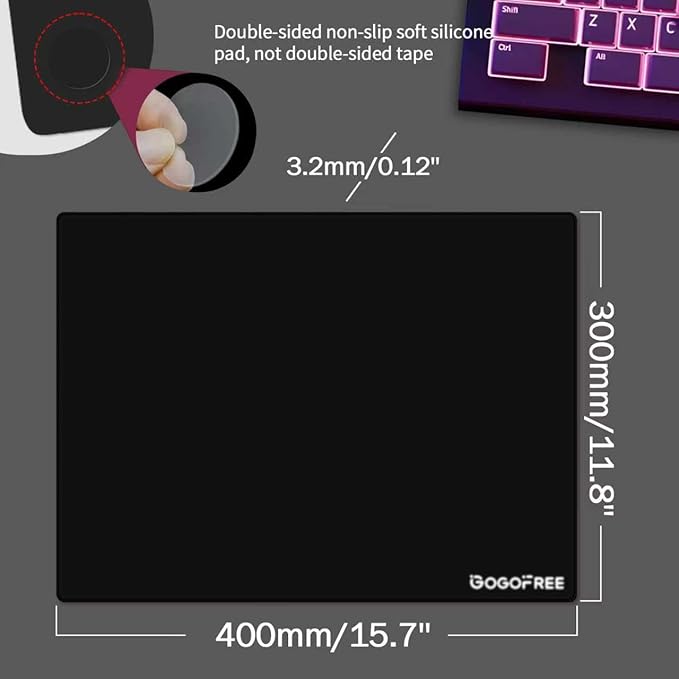 Glass Gaming Mouse Pad Professional Esport Tempered Glass Mouse Pad Ultra-Smooth Micro-Etched Surface for Top Speed and ControlHard Mousepad Black (15.7'' x 11.8'')