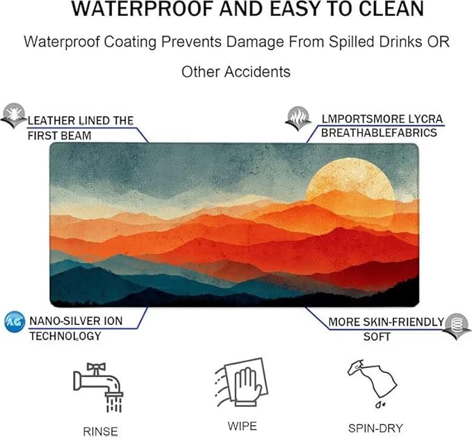 Mouse Pad XXL Sunset Mountain Gaming Mousepad 39.4x19.7x0.12 inch Mousepad with Stitched Edgeswith Non-Slip Rubber Base Improved Precision and Speed Waterproof Protector Desk Accessories 1-U015