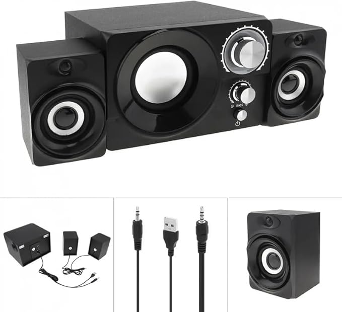 11W Subwoofer Portable Music Computer Speaker with 3.5mm Audio Plug for Desktop TV PC