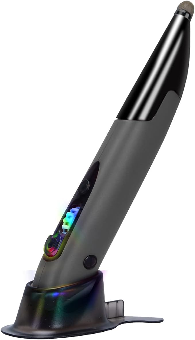lychee Wireless Optical Pocket Pen Mouse 2.4GHZ USB Wireless Optical Handwriting Mini Air Pen Mouse Mice for PC Laptop Notebook Computer Mac (Voice&ampBluetooth Grey1)