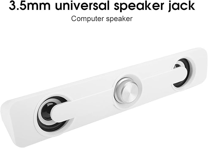Computer Speakers Subwoofer Soundbar Speaker for Laptop Computer 2 Channel Bass Speaker 3W Computer Sound Bar Volume Control (White)