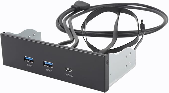 5.25 Inch Front Panel USB Hub Internal USB Hub with 5Gbps USB A and 20Gbps Type C Header 19 Pin Optical Drive Extension Panel for PC Case Desktop Expansion