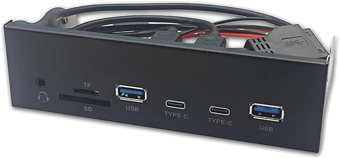 USB Front Panel hub USB3.2 Gen1 5.25Inch Front Panel with Double USB3.0 Type C Port and Memory Card Reader Earphone Adapter