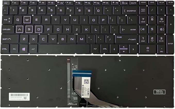 Purple Keyboard Backlight Backlit Replacement for HP Pavilion Gaming 15-DK 15-EC 15-CX NSK-XN2BC PK1328B1B0900101