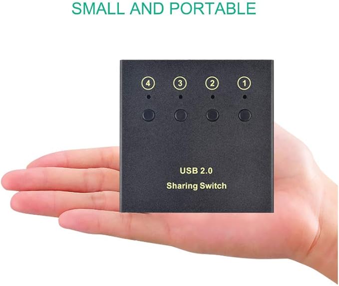 eKL USB Switch Selector 4 Computers in Sharing 2 USB Devices Out Controller USB 2.0 Peripheral Switcher Box Hub for Mouse Keyboard PCs Scanner Printer with Button Swapping and 4 Pack USB A to B Cable