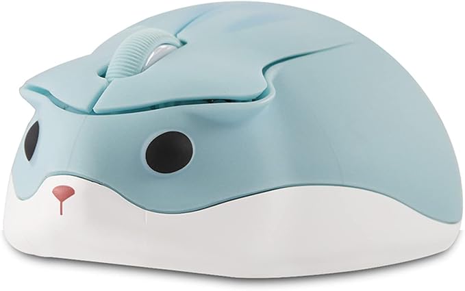 3C Light 2.4GHz Wireless Mouse Cute Animal Hamster Wireless Mouse Portable Mini Optical Mice Cartoon Computer Mouse 3 Buttons for Laptop Desktop PC Computer (Blue)