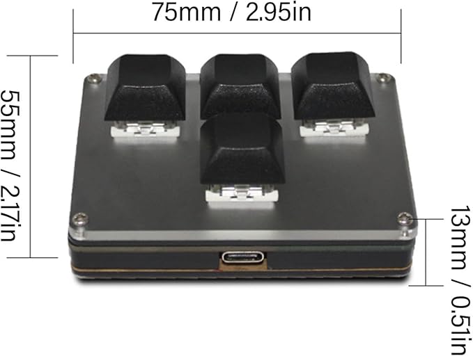 4 Key Gaming Keypad One Handed Gaming Keyboard Mini Mechanical Keyboard for Game Office Media