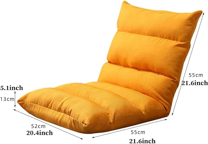 ELEFOCUS Floor Chair with 5-Position Adjustable Japanese Floor Gaming Chair with Back Support Indoor Linen Fabric Padded Sofa Chairs(Brown)