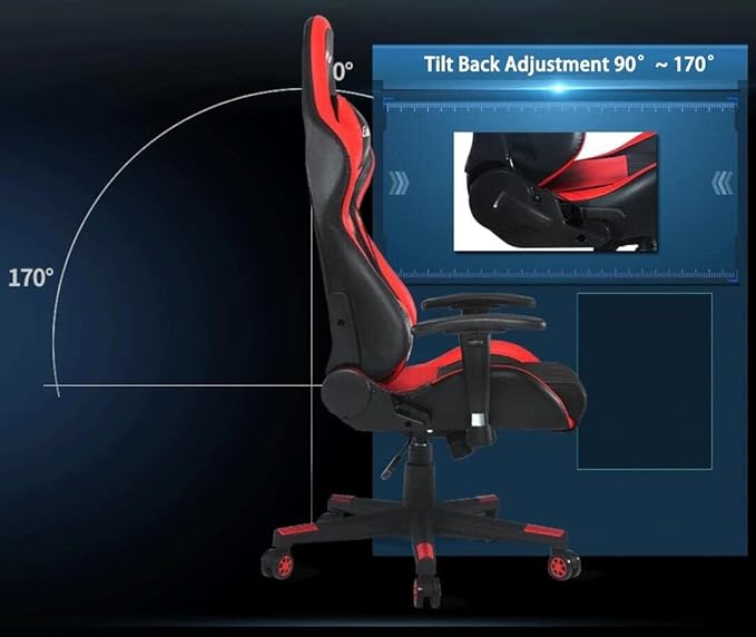 Gaming Chair Racing Style High Back Ergonomic PU Leather Swivel Chair with Headrest &amp Lumbar Support for Home Office(Blue)