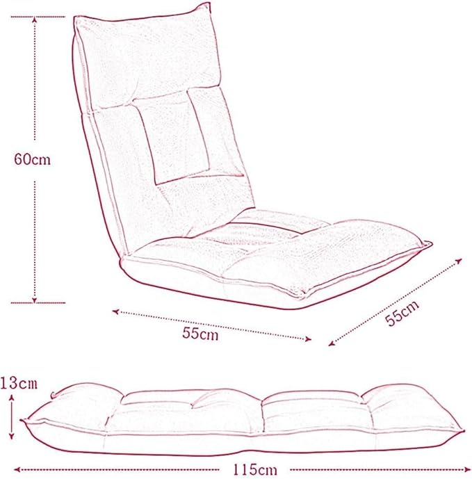 ELEFOCUS Home Folding Meditation Chair 42 Gears Adjustable Backrest Padded Gaming Chair with Hidden Zipper for Balcony(Grün)