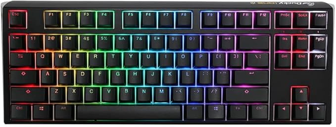 Ducky One 3 Black 80% Mechanical Keyboard: Quack Mechanics Dampening Hot-Swappable Cherry Silent Red Switches High-Density PBT Doubleshot Keycaps RGB US Black