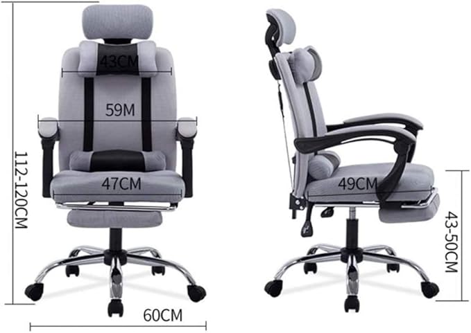 Reclining Computer Chair Home Computer Chair Mesh Office with Wheel Chair Game Gaming Chair Boss Chair Steel Foot Rotating Lift Armrest Boss Chair -Gray