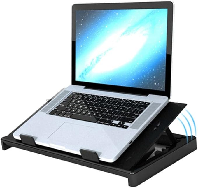 NUOBESTY USB Laptop Cooling Pad with 5 Fans Cooler Base Adjustable Multi-Angle Cooling Stand Anti-Skid Heatsink for Notebook and Gaming Laptops