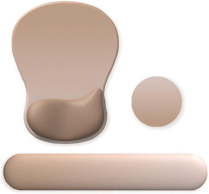 Gel Mouse Pad with Wrist Rest Ergonomic Office Keyboard Wrist Rest and Mousepad with Wrist Support Computer Mouse Pad with Non-Slip PU Base and Desk Accessories Mat for Home &amp Gaming Mocha Sand