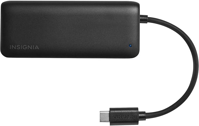 Insignia 4-Port USB-C Hub Fast Data Transfer USB Splitter Expander for Laptop Xbox Flash Drive HDD Console Printer Camera MacBook Surface PC Black