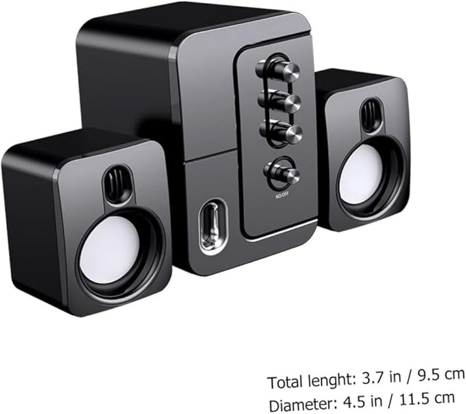 USB Computer Speaker Portable Desktop Loudspeaker Box with 3D Surround Sound and Deep Bass for Laptop Office Use Black