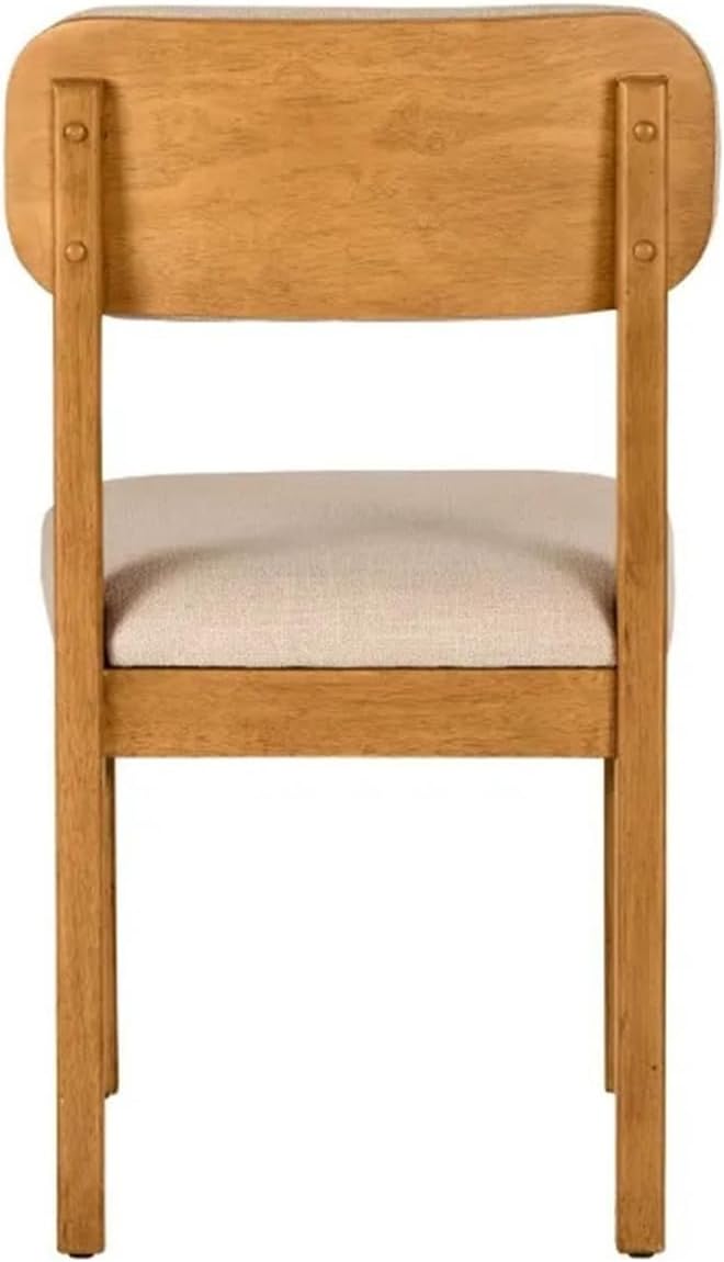Adjustable Office Computer Chair with Armrest 1pcs Curved Backrest Solid Rubberwood Frame Dining Chairs Cream and OliveGreen Color(Cream)